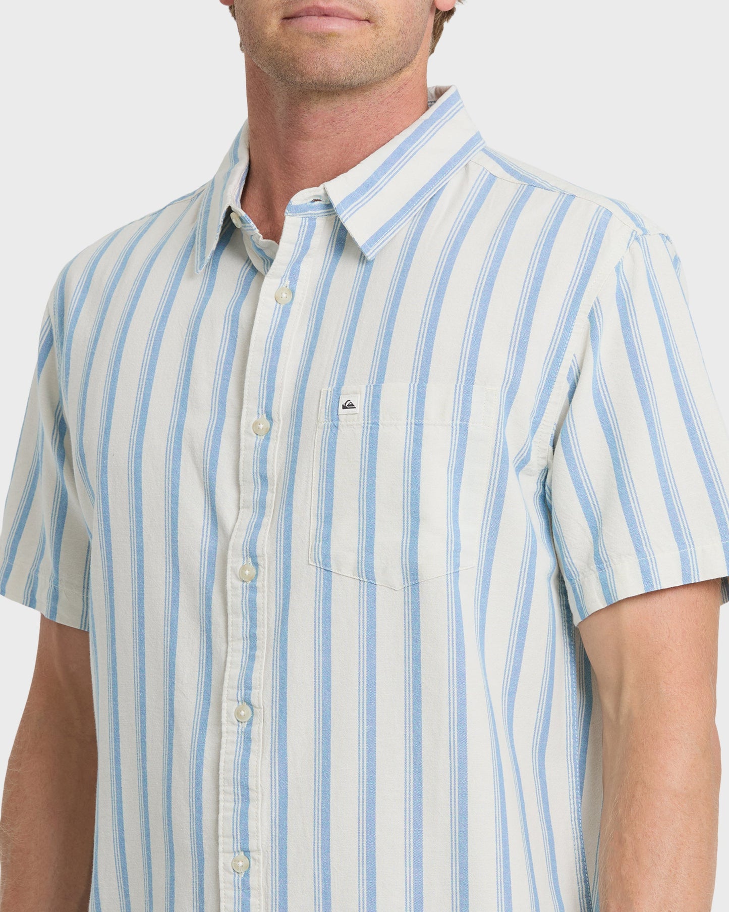 Oxford Stripe Classic Short Sleeve Shirt - Niagara Quick Silver Niagara
