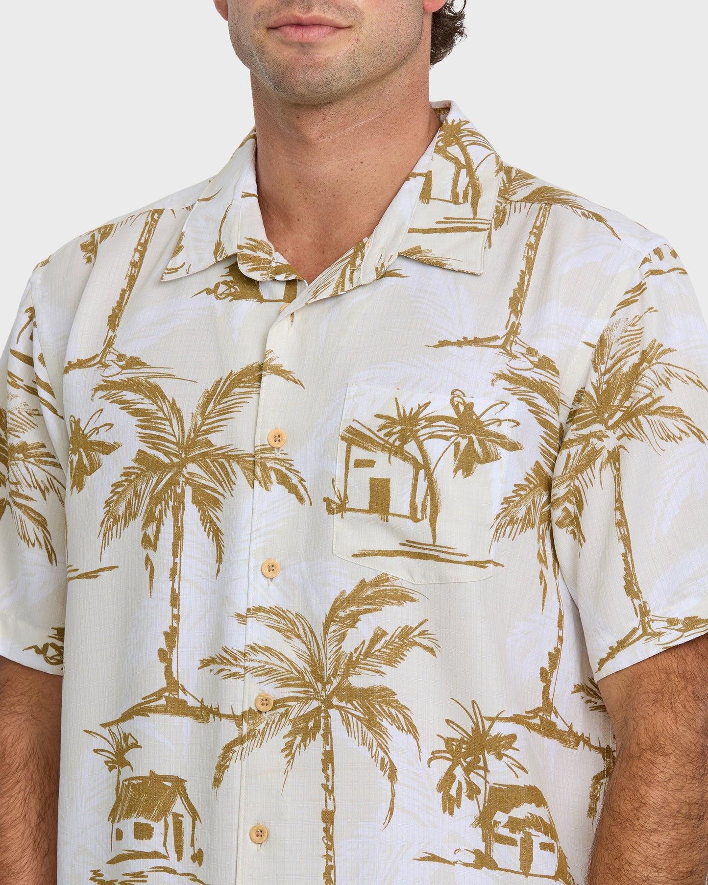 Waterman Off The Grid Shirt - Bone White Quick Silver Bone White