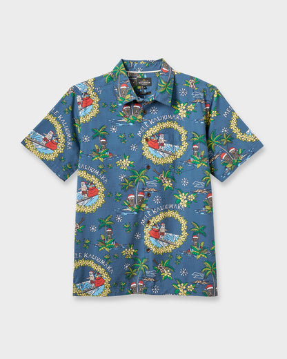 Waterman Surfing Santa Shirt - Real Teal Quick Silver Real Teal