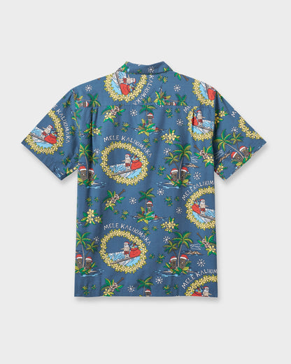 Waterman Surfing Santa Shirt - Real Teal Quick Silver Real Teal