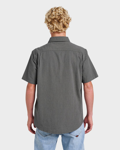 Oxford Stripe Classic Short Sleeve Shirt - Phantom Quick Silver Phantom