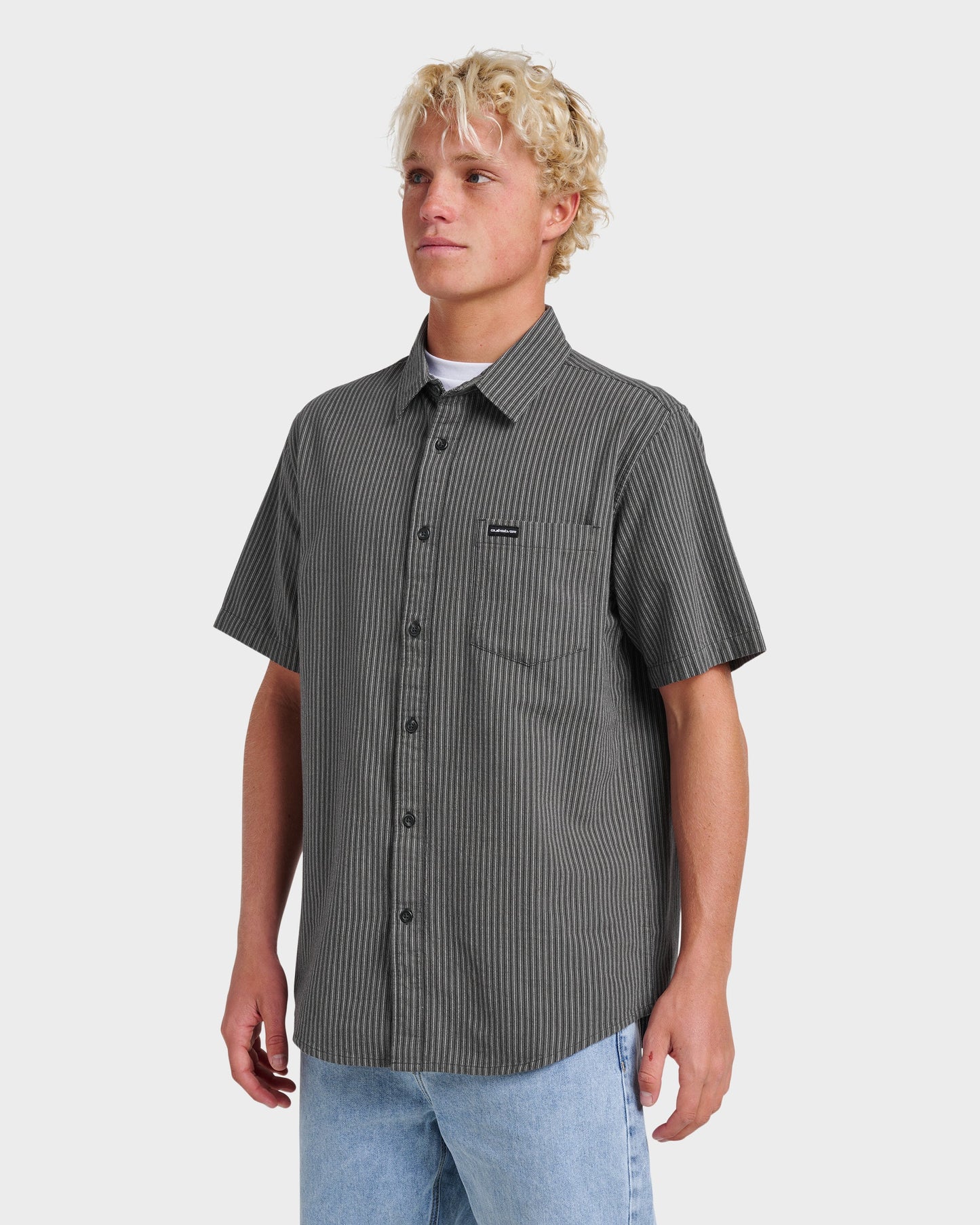 Oxford Stripe Classic Short Sleeve Shirt - Phantom Quick Silver Phantom