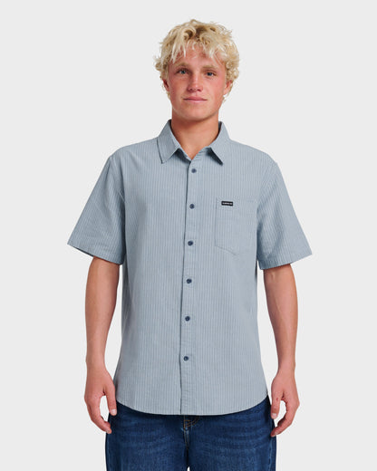 Oxford Stripe Classic Short Sleeve Shirt - Ashley Blue Quick Silver Ashley Blue