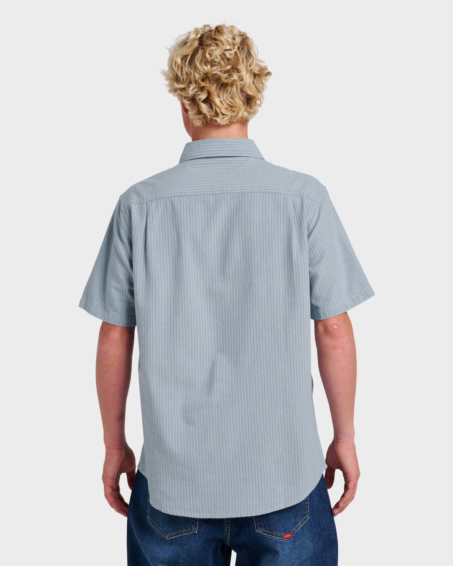 Oxford Stripe Classic Short Sleeve Shirt - Ashley Blue Quick Silver Ashley Blue