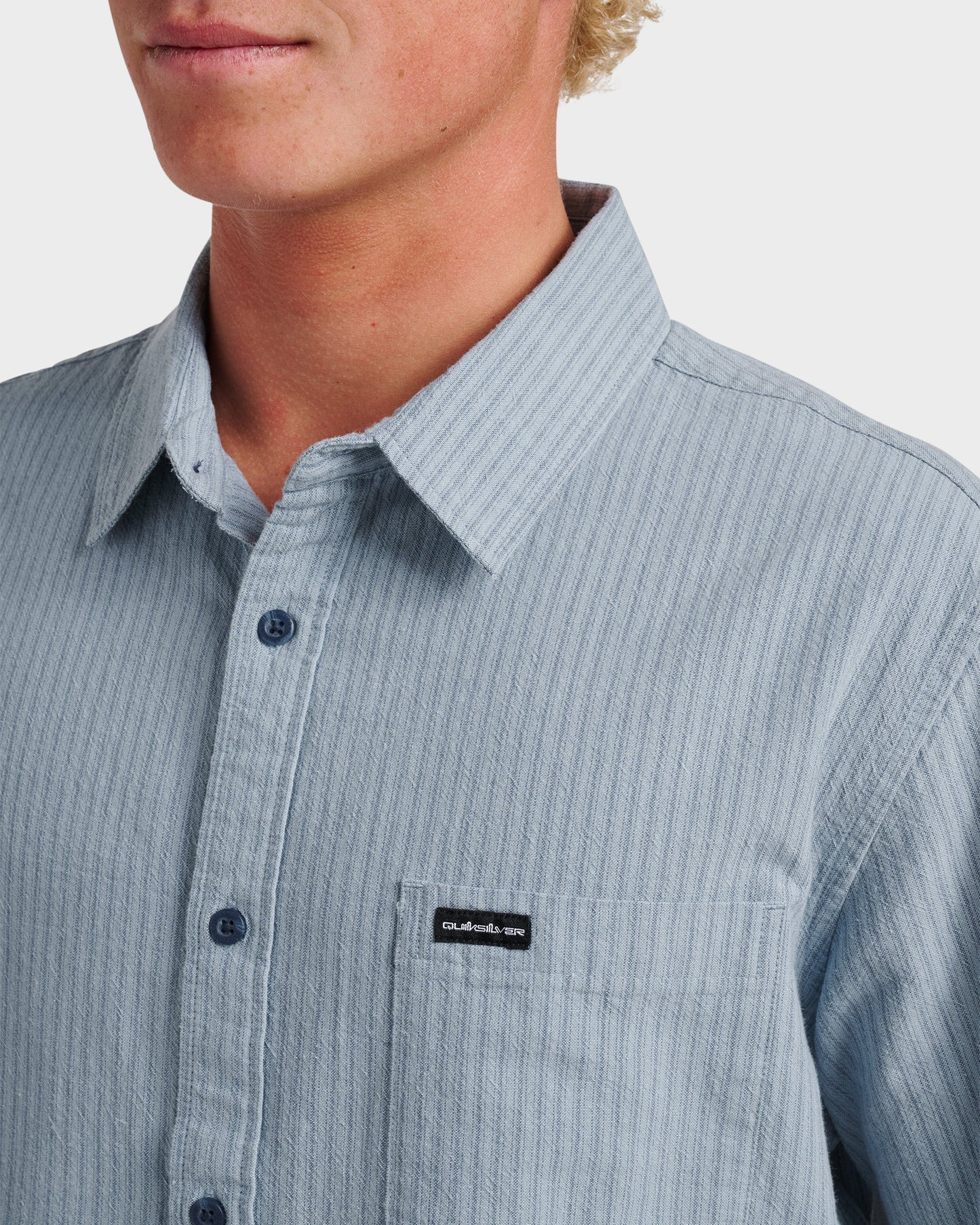 Oxford Stripe Classic Short Sleeve Shirt - Ashley Blue Quick Silver Ashley Blue