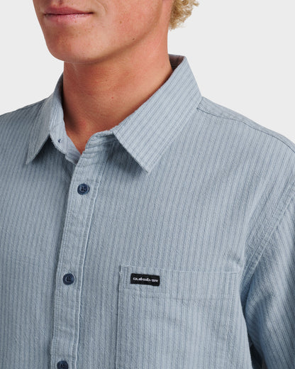Oxford Stripe Classic Short Sleeve Shirt - Ashley Blue Quick Silver Ashley Blue
