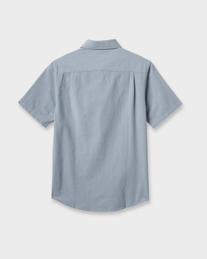 Oxford Stripe Classic Short Sleeve Shirt - Ashley Blue Quick Silver Ashley Blue