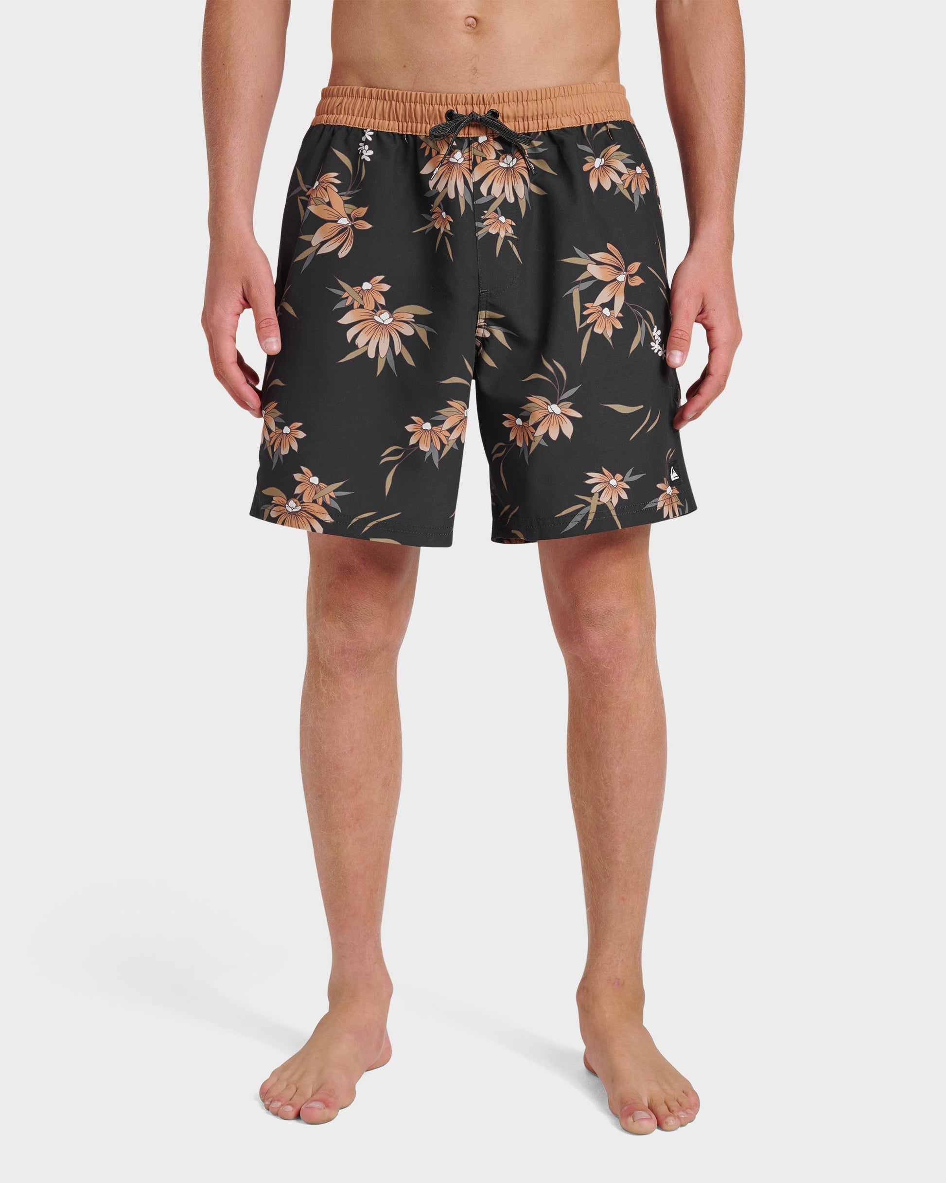 Everyday Coastal Flora 17" Swim Trunks - Black Quick Silver Black