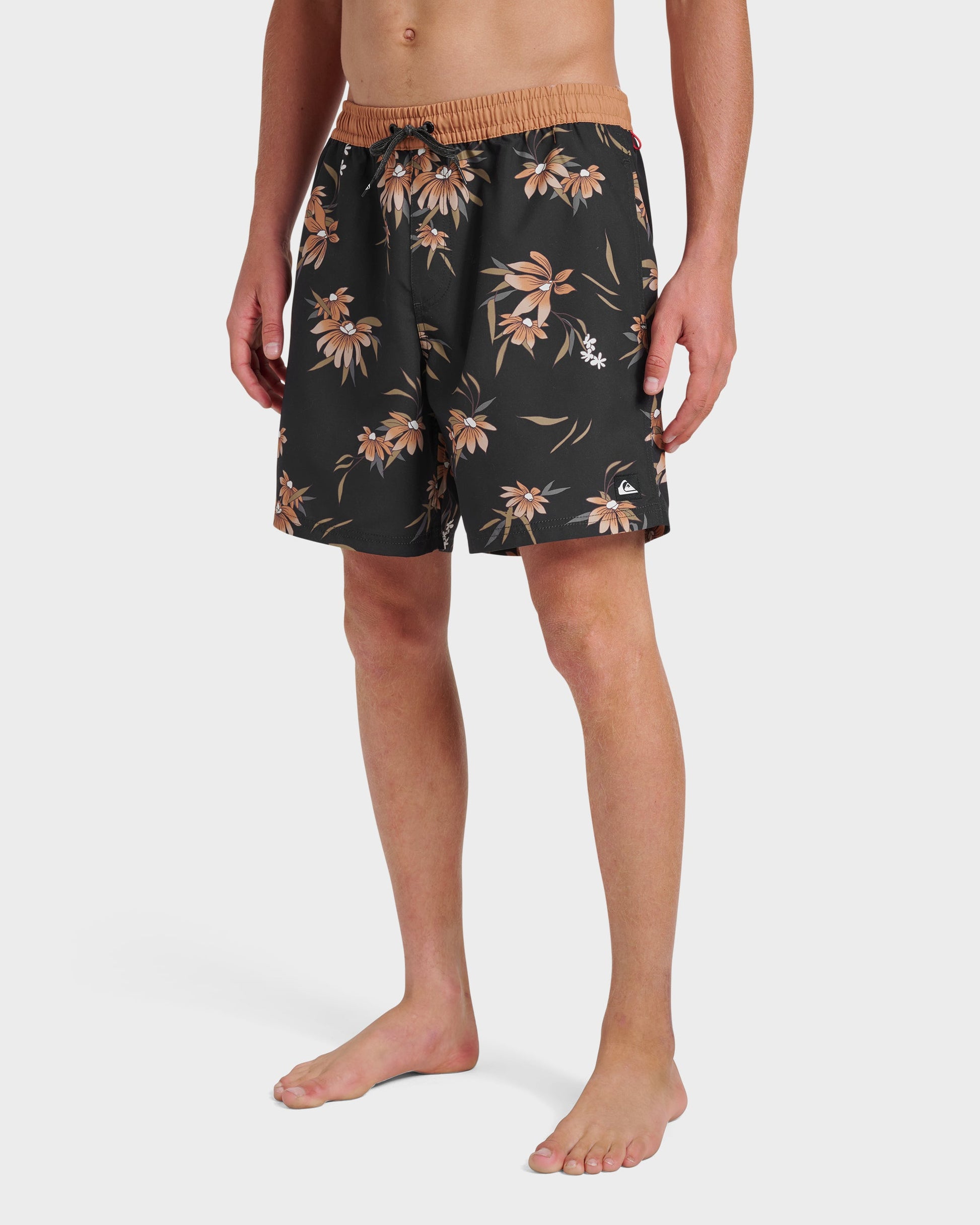 Everyday Coastal Flora 17" Swim Trunks - Black Quick Silver Black