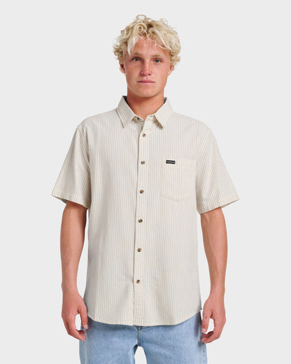 Oxford Stripe Classic Short Sleeve Shirt - Moonstruck Quick Silver Moonstruck