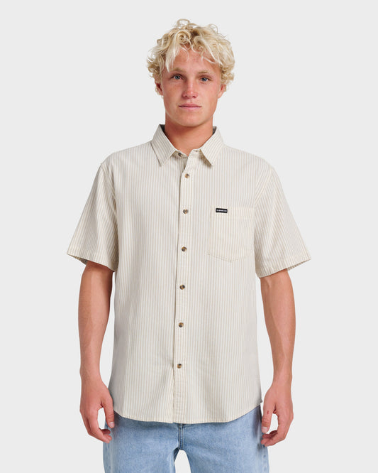Oxford Stripe Classic Short Sleeve Shirt - Moonstruck Quick Silver Moonstruck