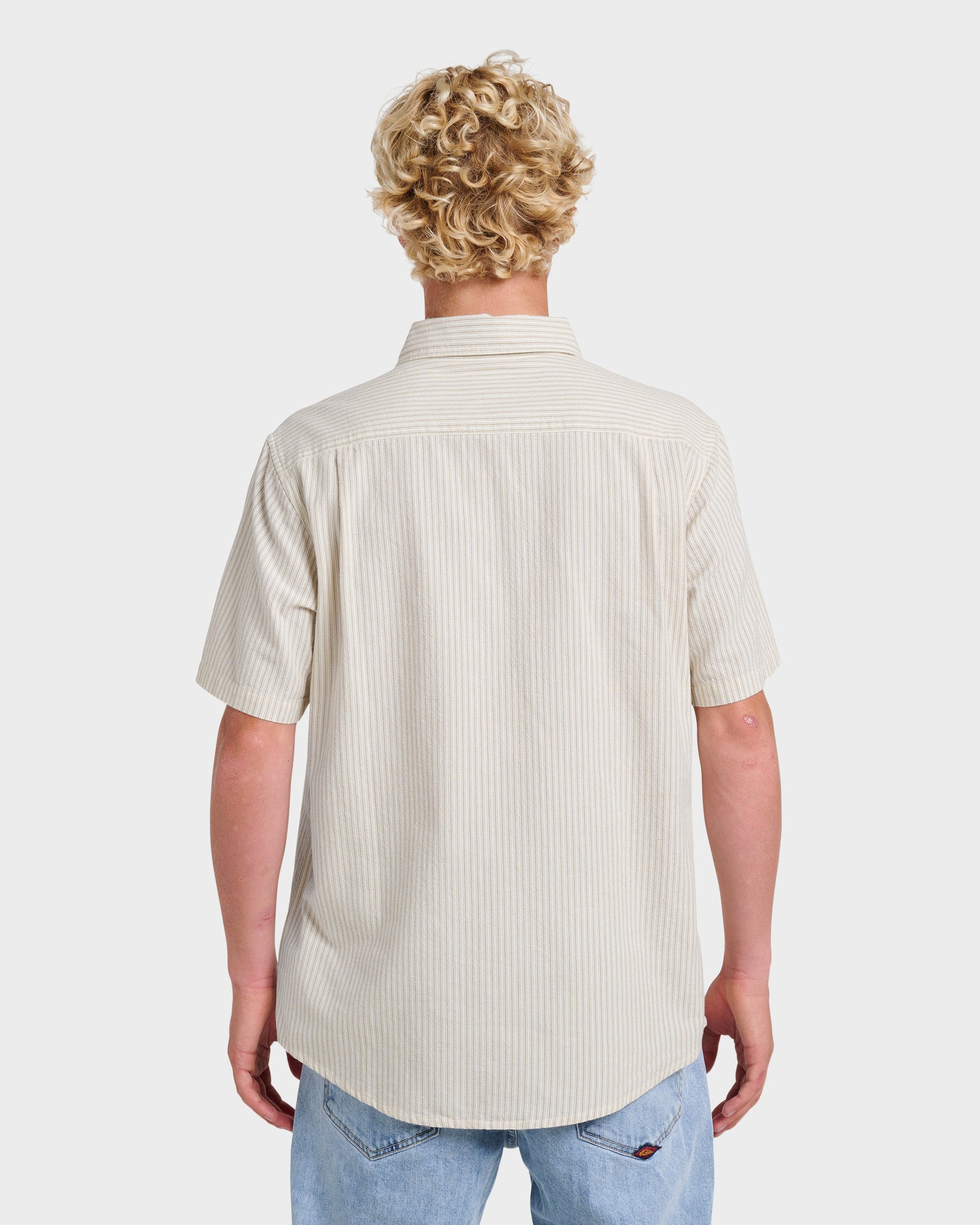 Oxford Stripe Classic Short Sleeve Shirt - Moonstruck Quick Silver Moonstruck