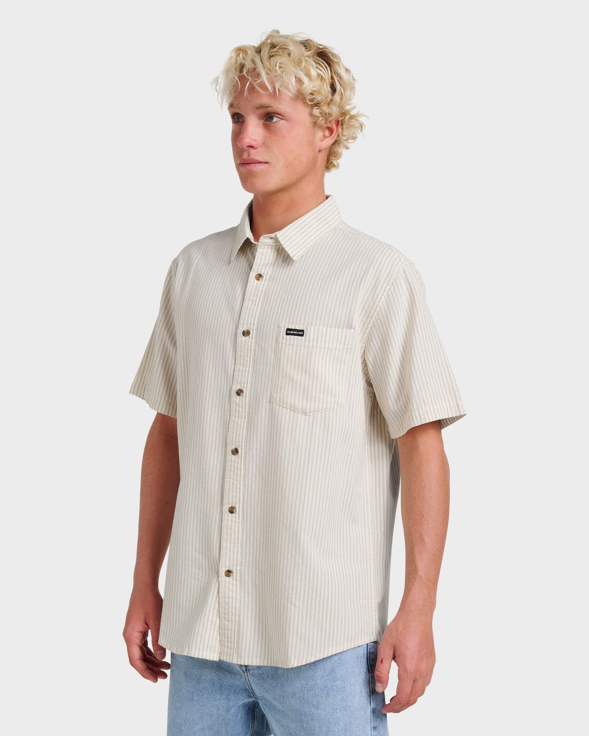 Oxford Stripe Classic Short Sleeve Shirt - Moonstruck Quick Silver Moonstruck