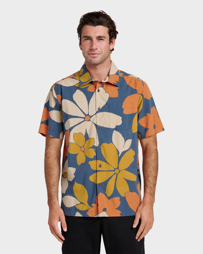 Waterman Flower Power Shirt - Sargasso Sea Quick Silver Sargasso Sea