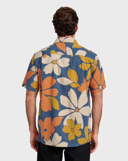 Waterman Flower Power Shirt - Sargasso Sea Quick Silver Sargasso Sea