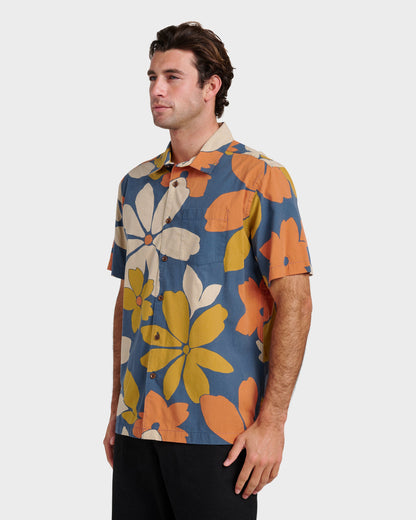 Waterman Flower Power Shirt - Sargasso Sea Quick Silver Sargasso Sea