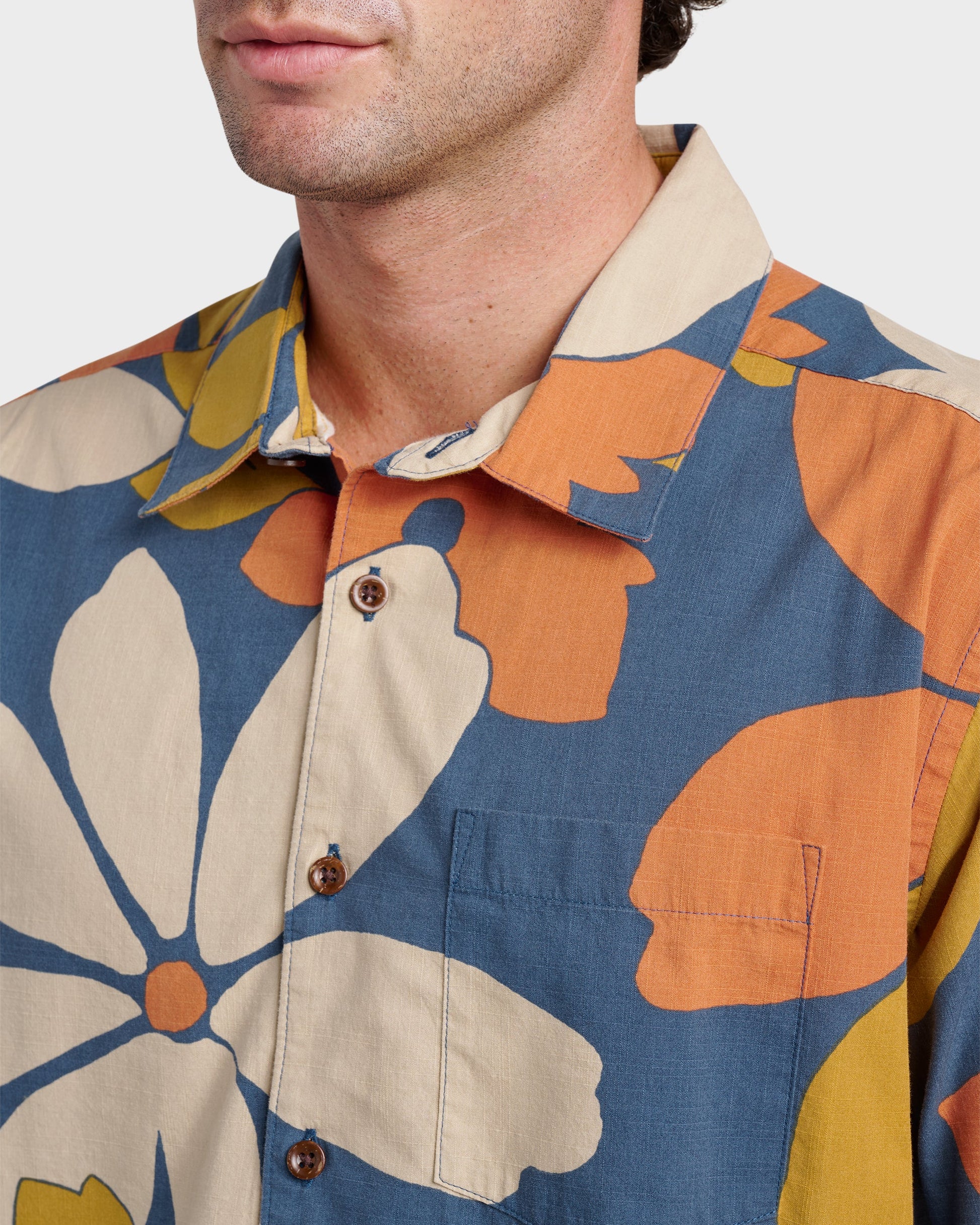 Waterman Flower Power Shirt - Sargasso Sea Quick Silver Sargasso Sea