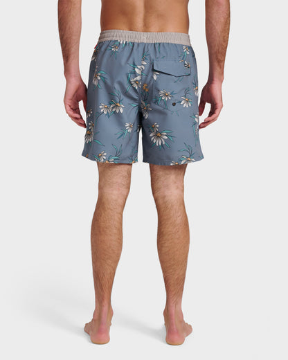Everyday Coastal Flora 17" Swim Trunks - China Blue Quick Silver China Blue