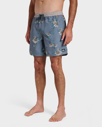 Everyday Coastal Flora 17" Swim Trunks - China Blue Quick Silver China Blue