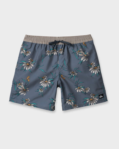 Everyday Coastal Flora 17" Swim Trunks - China Blue Quick Silver China Blue
