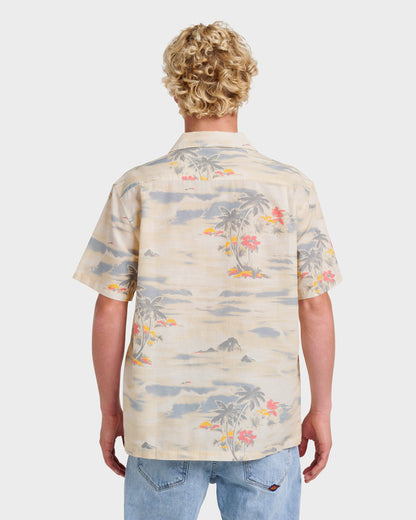 Tropical Surf Casual Short Sleeve Shirt - Birch Quick Silver Birch