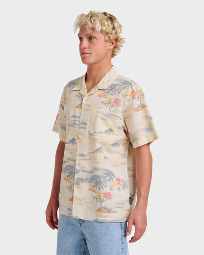 Tropical Surf Casual Short Sleeve Shirt - Birch Quick Silver Birch