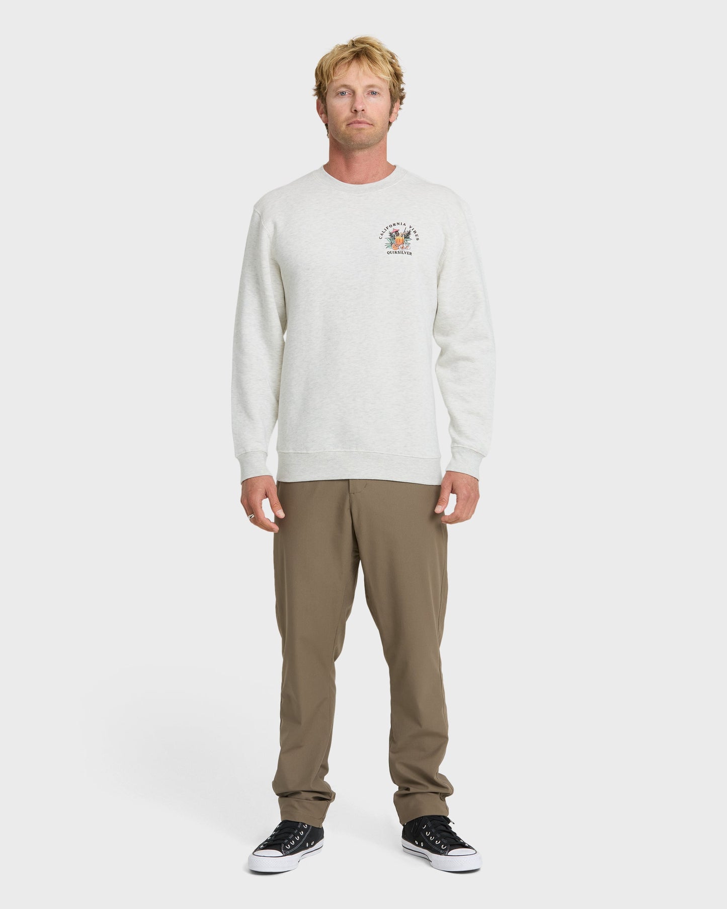 California Vibes Crew Fleece Sweatshirt - Oatmeal Hth Quick Silver Oatmeal Hth