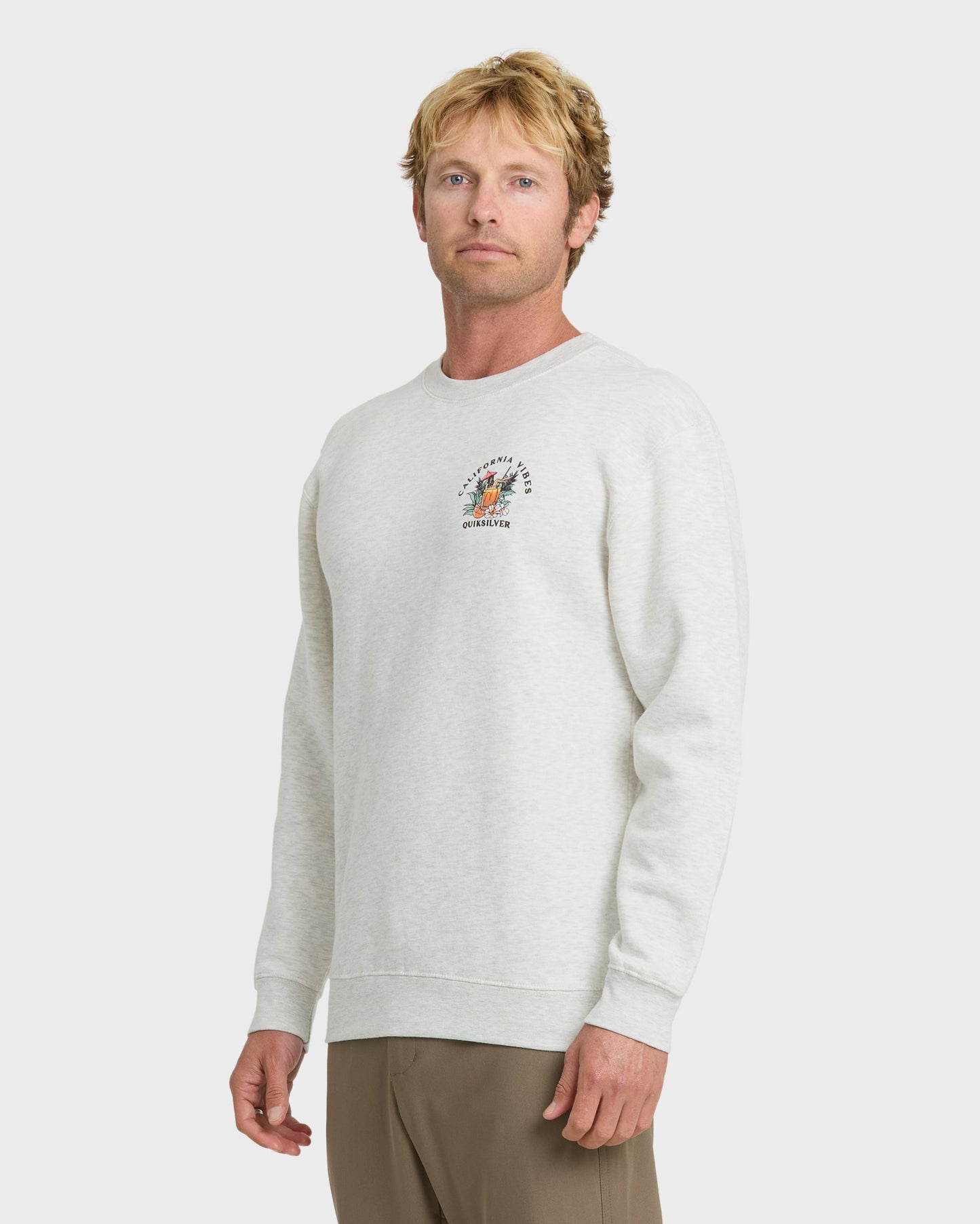 California Vibes Crew Fleece Sweatshirt - Oatmeal Hth Quick Silver Oatmeal Hth