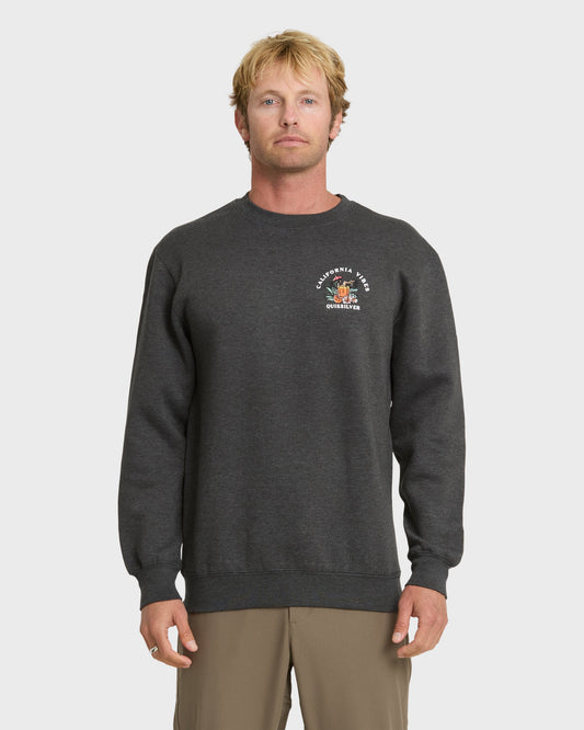 California Vibes Crew Fleece Sweatshirt - Charcoal Grey Quick Silver Charcoal Grey