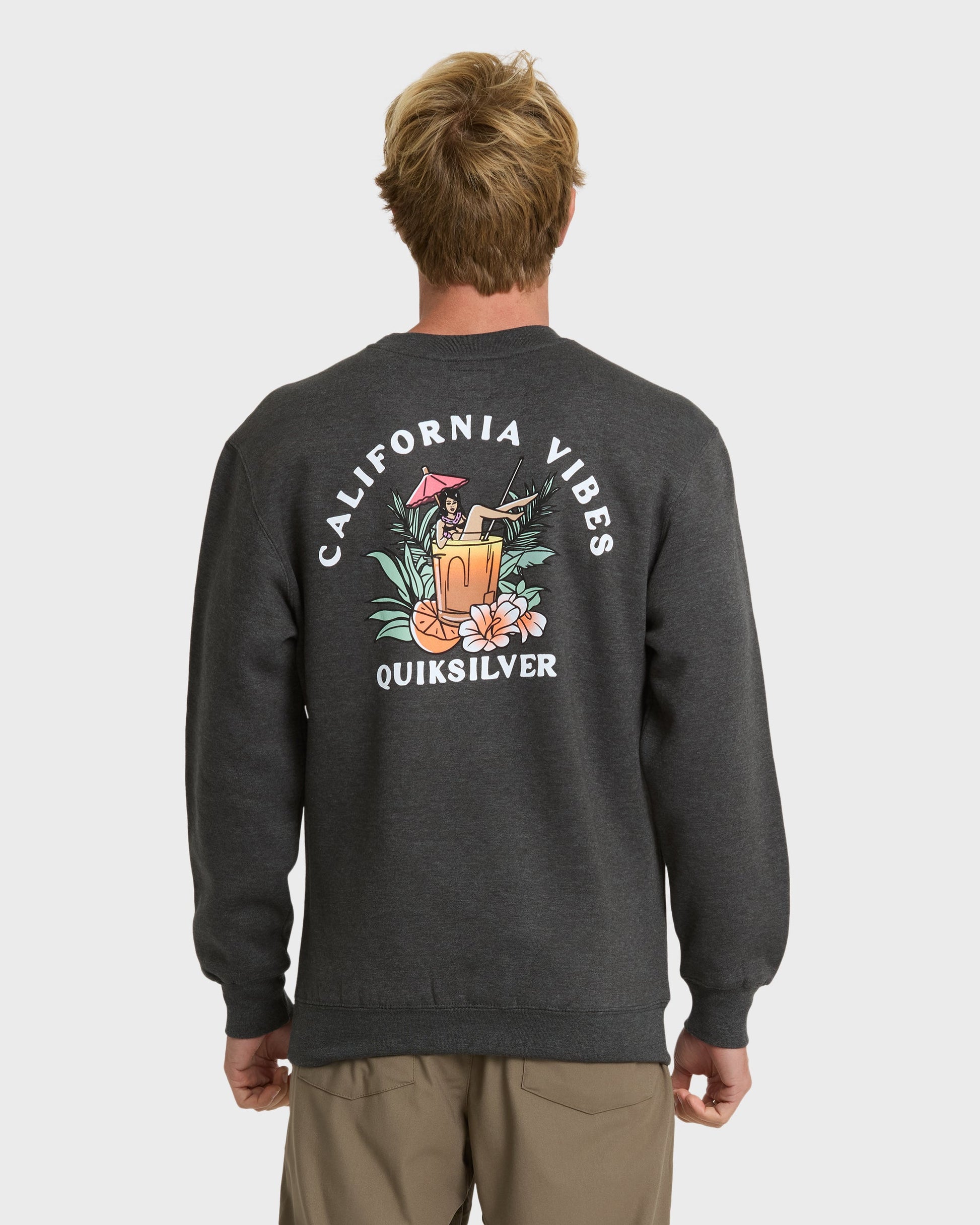 California Vibes Crew Fleece Sweatshirt - Charcoal Grey Quick Silver Charcoal Grey
