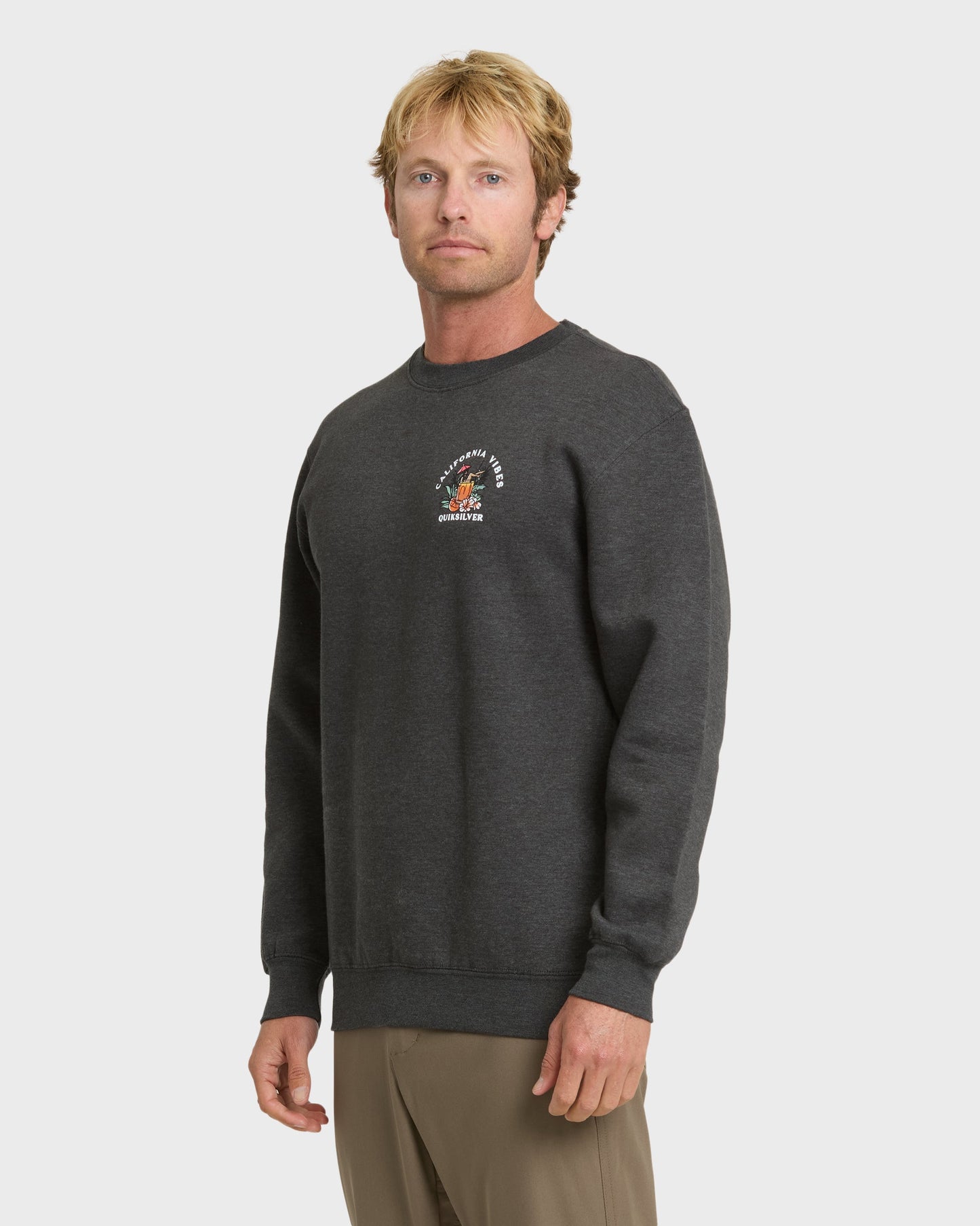 California Vibes Crew Fleece Sweatshirt - Charcoal Grey Quick Silver Charcoal Grey