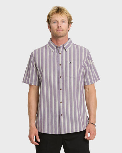 Oxford Stripe Classic Short Sleeve Shirt - Sunset Purple Quick Silver Sunset Purple