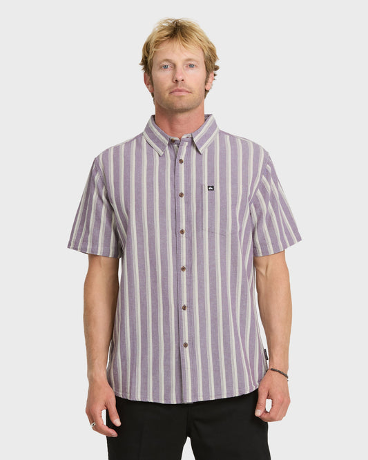 Oxford Stripe Classic Short Sleeve Shirt - Sunset Purple Quick Silver Sunset Purple