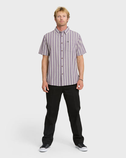 Oxford Stripe Classic Short Sleeve Shirt - Sunset Purple Quick Silver Sunset Purple