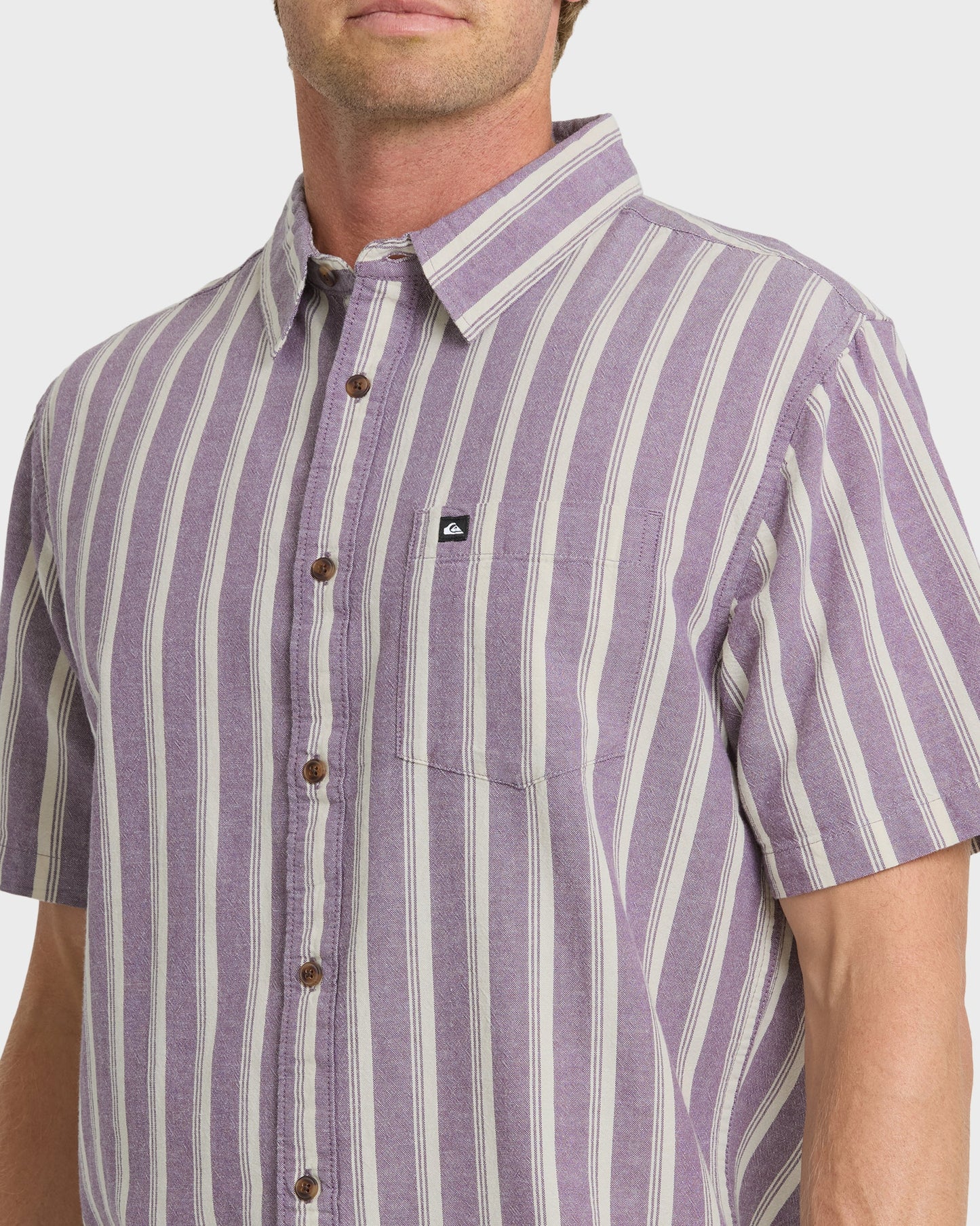 Oxford Stripe Classic Short Sleeve Shirt - Sunset Purple Quick Silver Sunset Purple