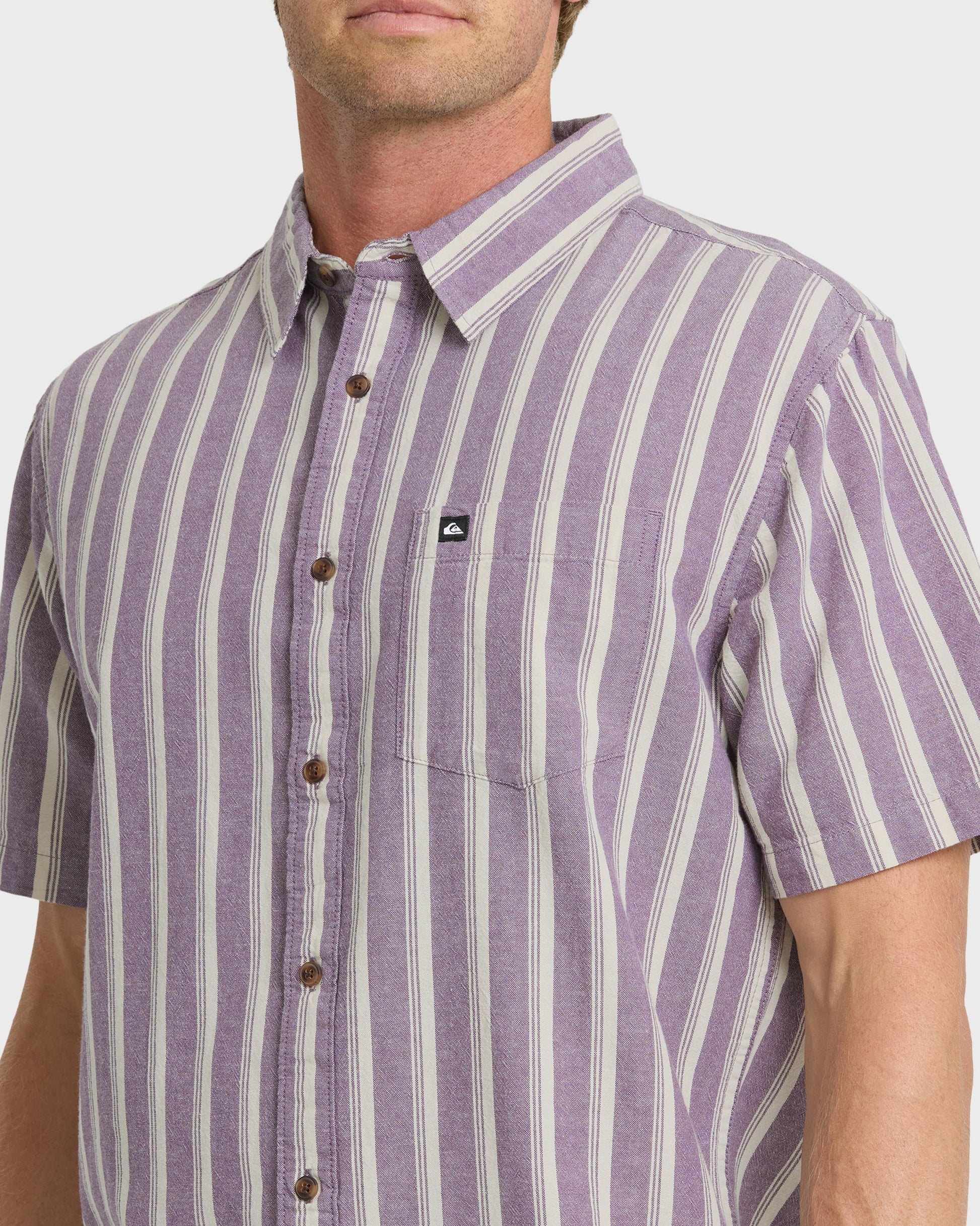 Oxford Stripe Classic Short Sleeve Shirt - Sunset Purple Quick Silver Sunset Purple