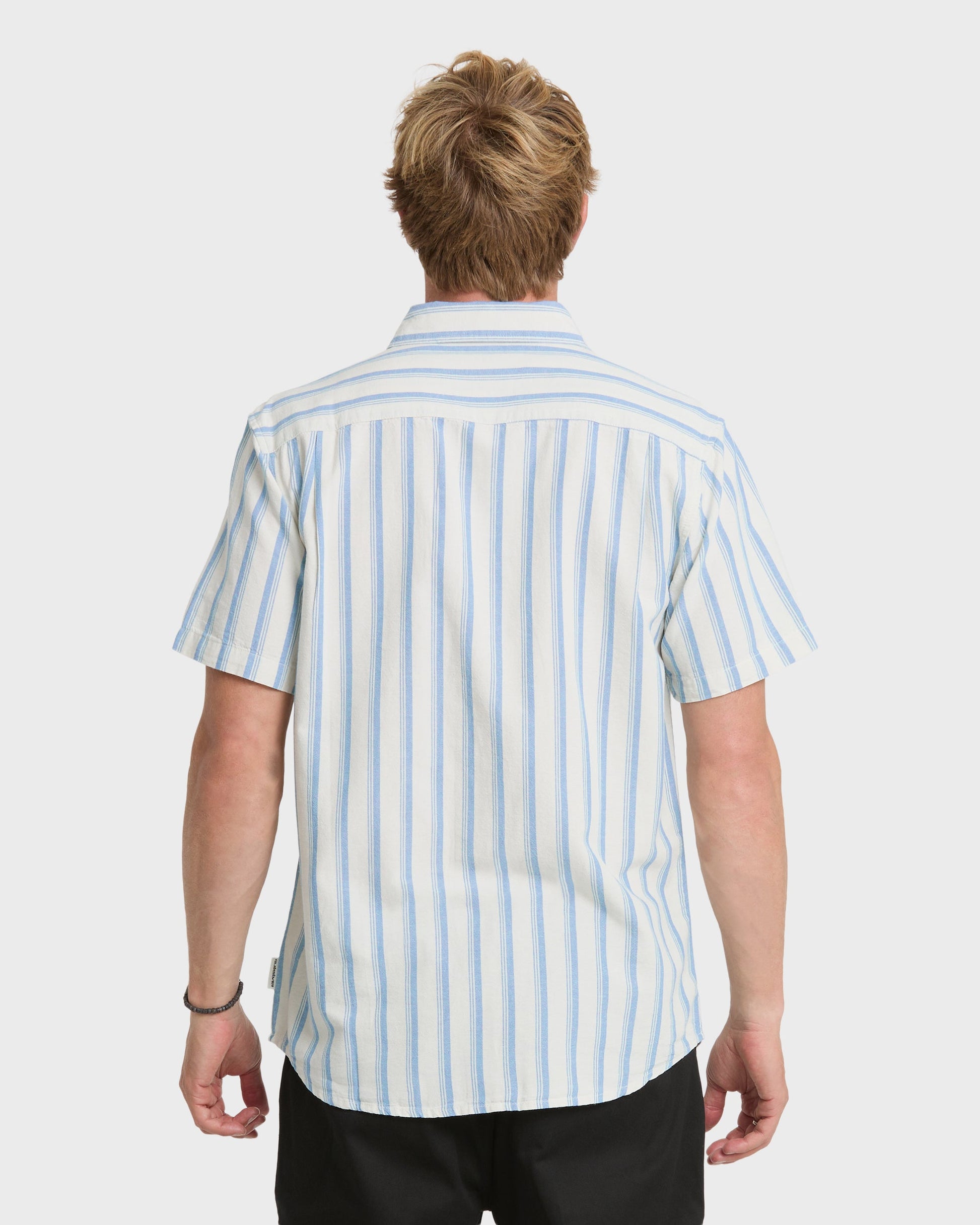 Oxford Stripe Classic Short Sleeve Shirt - Niagara Quick Silver Niagara