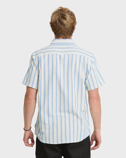 Oxford Stripe Classic Short Sleeve Shirt - Niagara Quick Silver Niagara