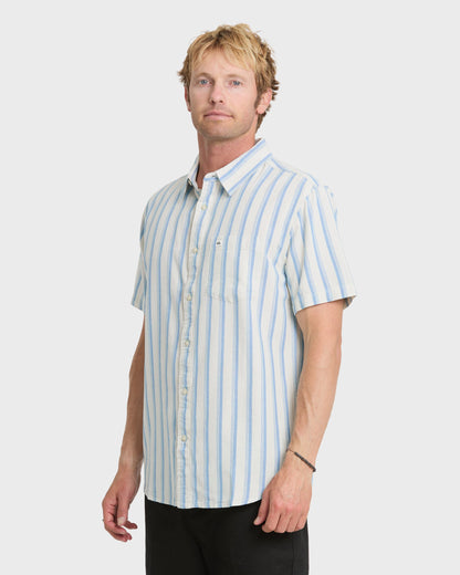 Oxford Stripe Classic Short Sleeve Shirt - Niagara Quick Silver Niagara