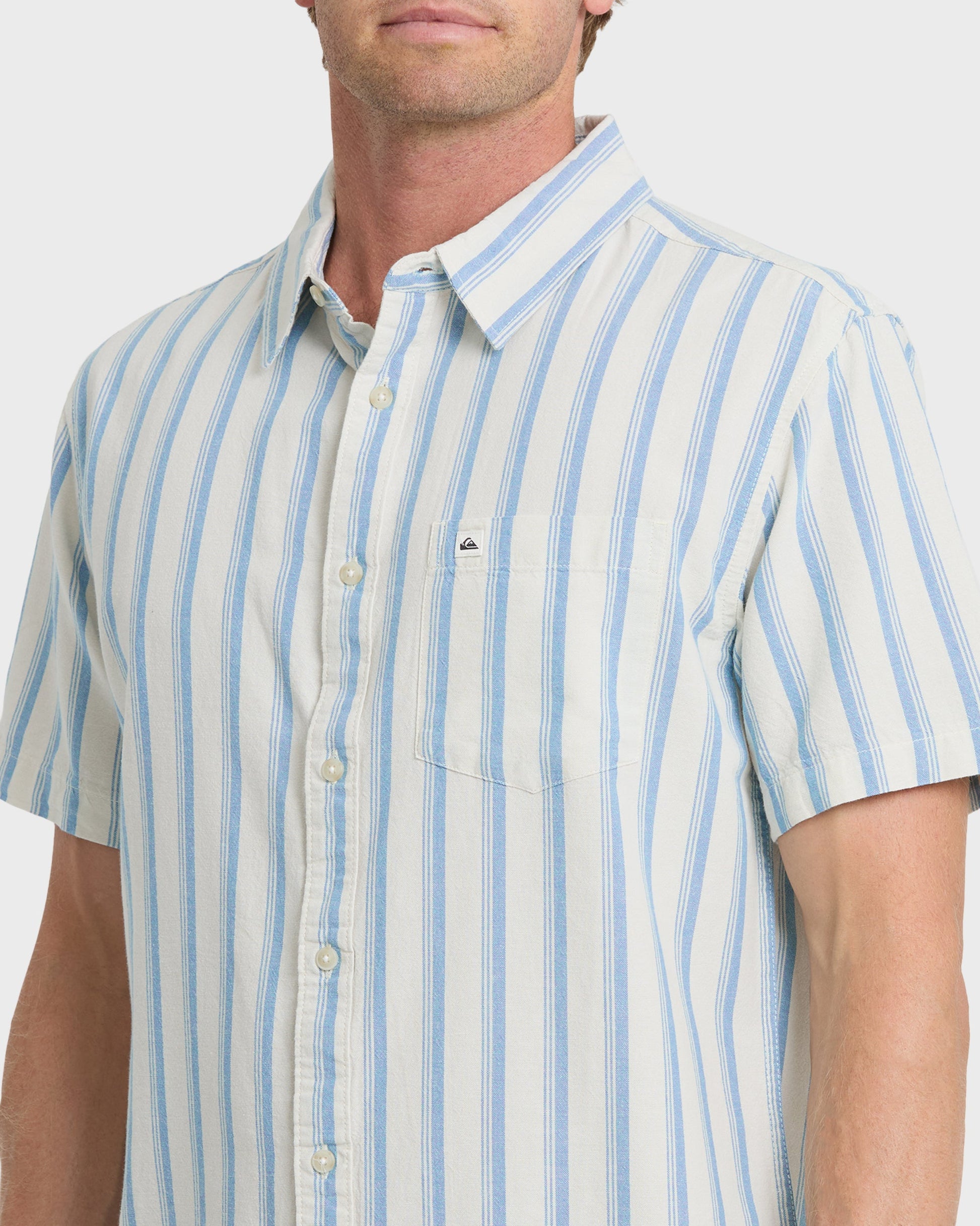 Oxford Stripe Classic Short Sleeve Shirt - Niagara Quick Silver Niagara