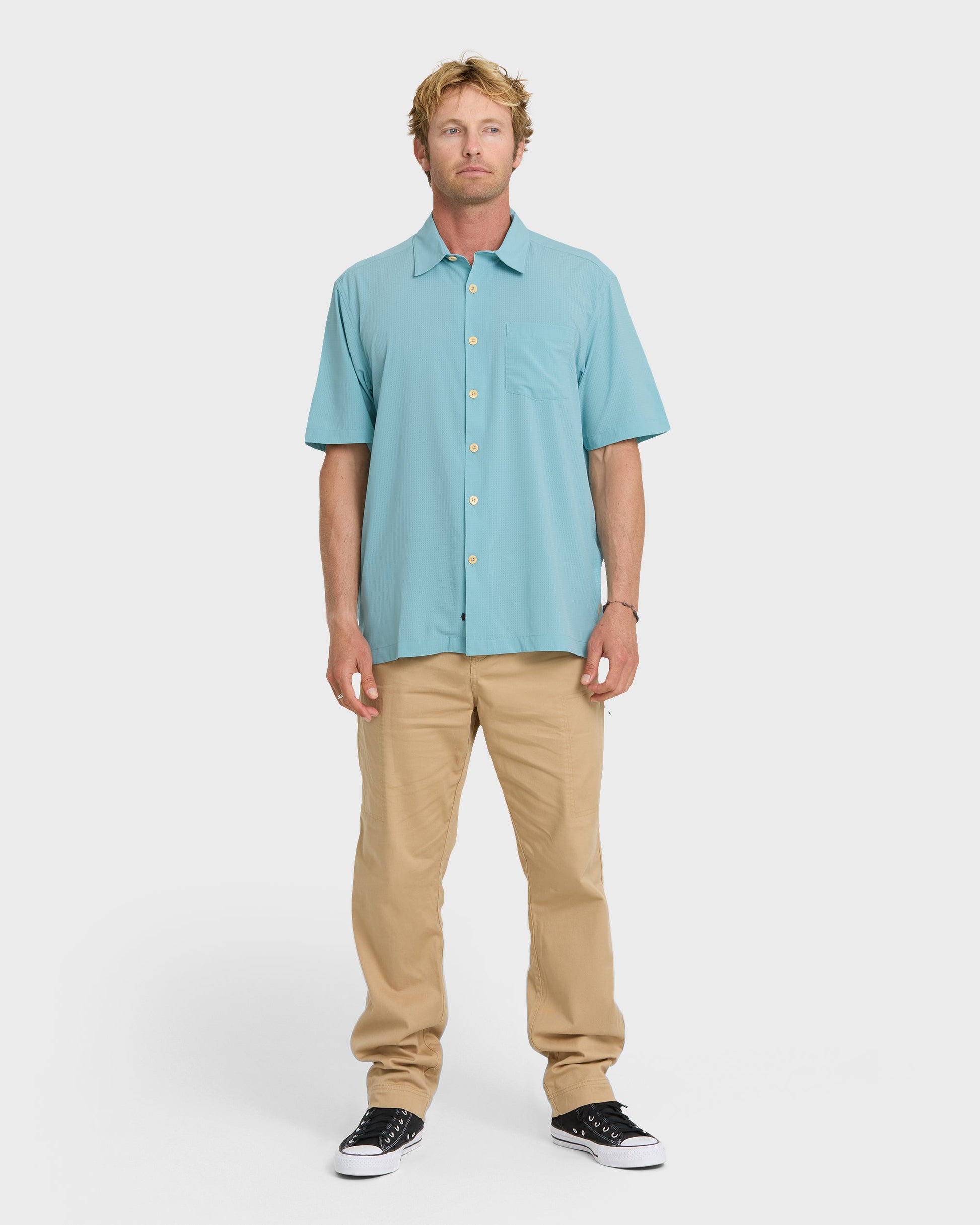 Chaser Short Sleeve Woven Shirt - Reef Waters Quick Silver Reef Waters