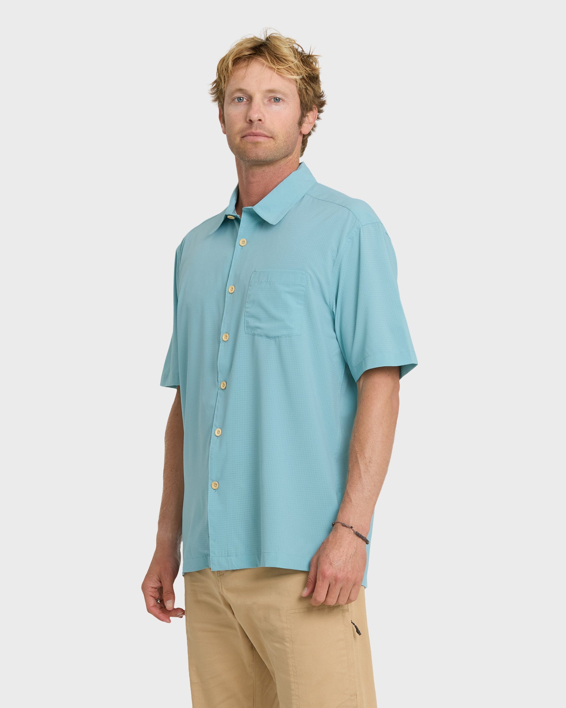 Chaser Short Sleeve Woven Shirt - Reef Waters Quick Silver Reef Waters