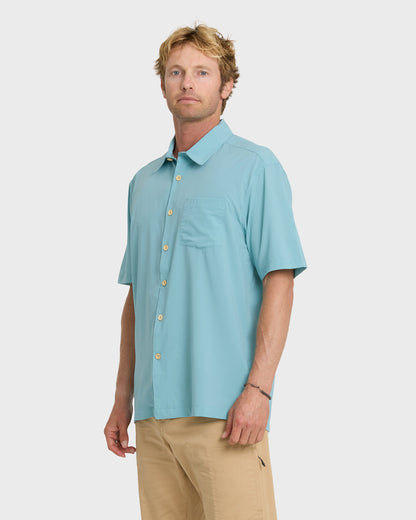 Chaser Short Sleeve Woven Shirt - Reef Waters Quick Silver Reef Waters