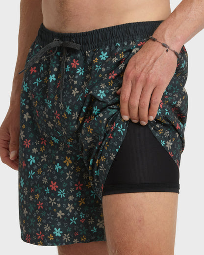Everyday Ditsy Floral Swim Trunks - Black Quick Silver Black