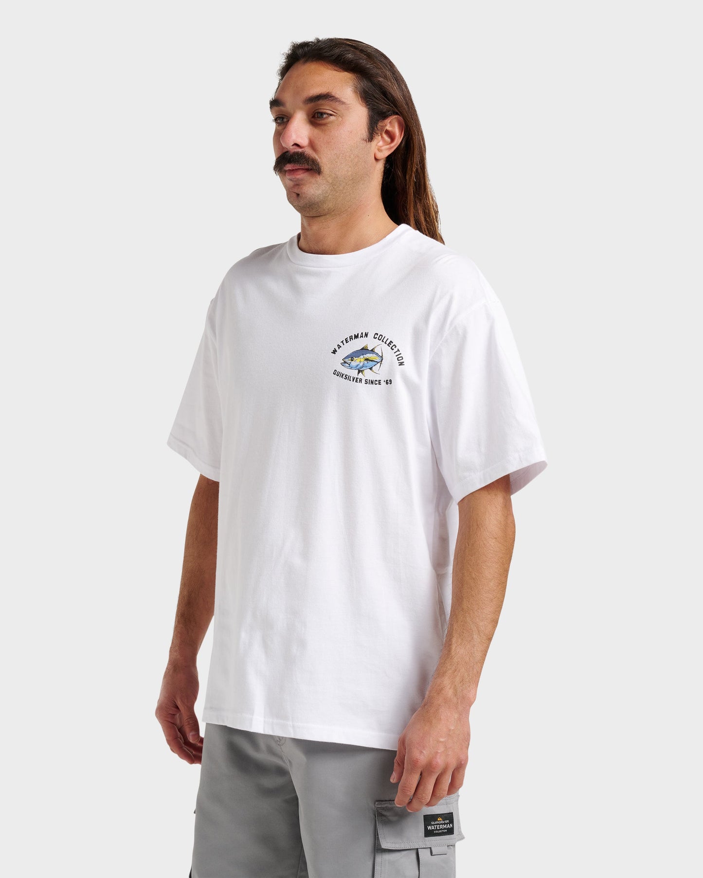 Waterman Double Ahi Classic T-shirt - White Quick Silver White