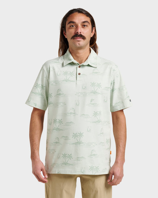 Waterman Island Daze Polo T-Shirt - Smoke Heahter Quick Silver Smoke Heahter
