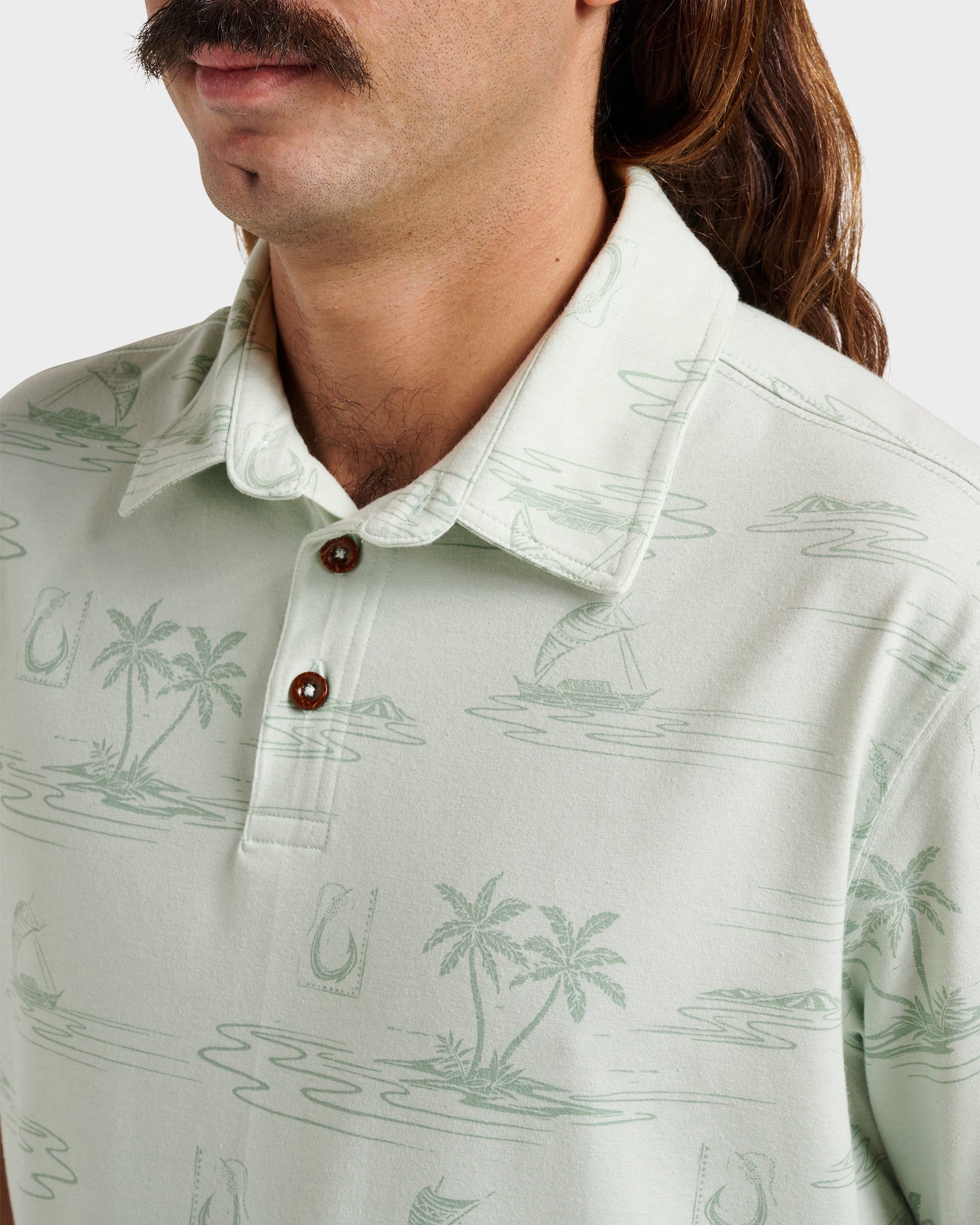 Waterman Island Daze Polo T-Shirt - Smoke Heahter Quick Silver Smoke Heahter