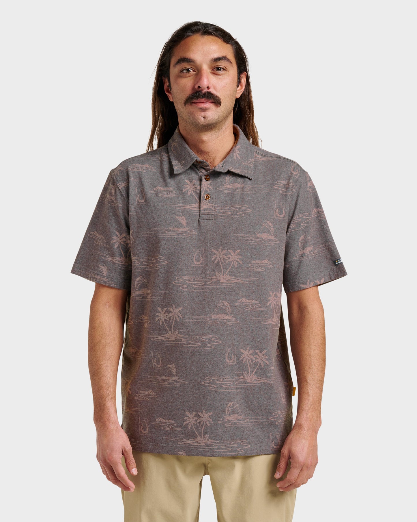 Waterman Island Daze Polo T-Shirt - Phantom Heather Quick Silver Phantom Heather