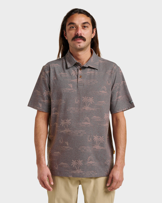 Waterman Island Daze Polo T-Shirt - Phantom Heather Quick Silver Phantom Heather