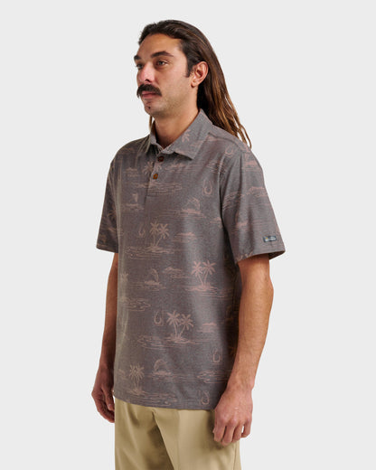 Waterman Island Daze Polo T-Shirt - Phantom Heather Quick Silver Phantom Heather